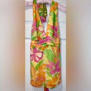 Lilly Pulitzer floral 100% silk vintage halter top. Size 4.